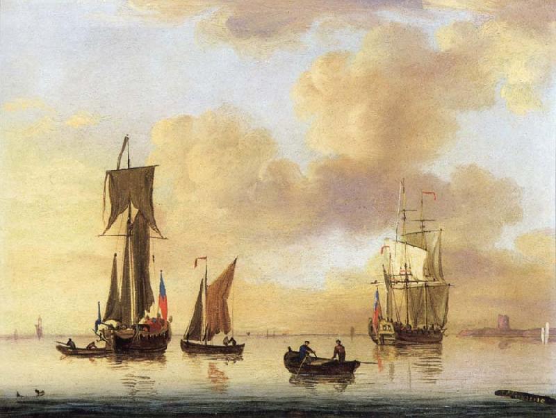 Francis Swaine A royal yacht and small naval ship in a calm oil painting image